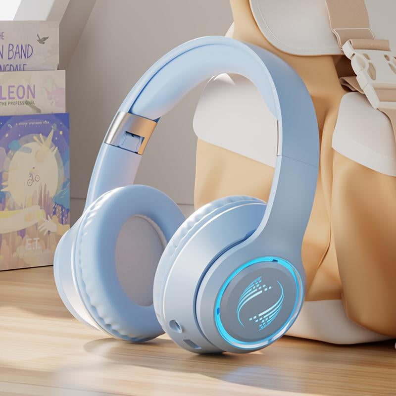 Over-Ear Wireless Headset with Wireless, Foldable Design, Long Battery Life, Support TF Card, Soft Cushion Earmuffs for Smart Phones and Laptops, Comfortable Fit, Suitable for All-Day Wear