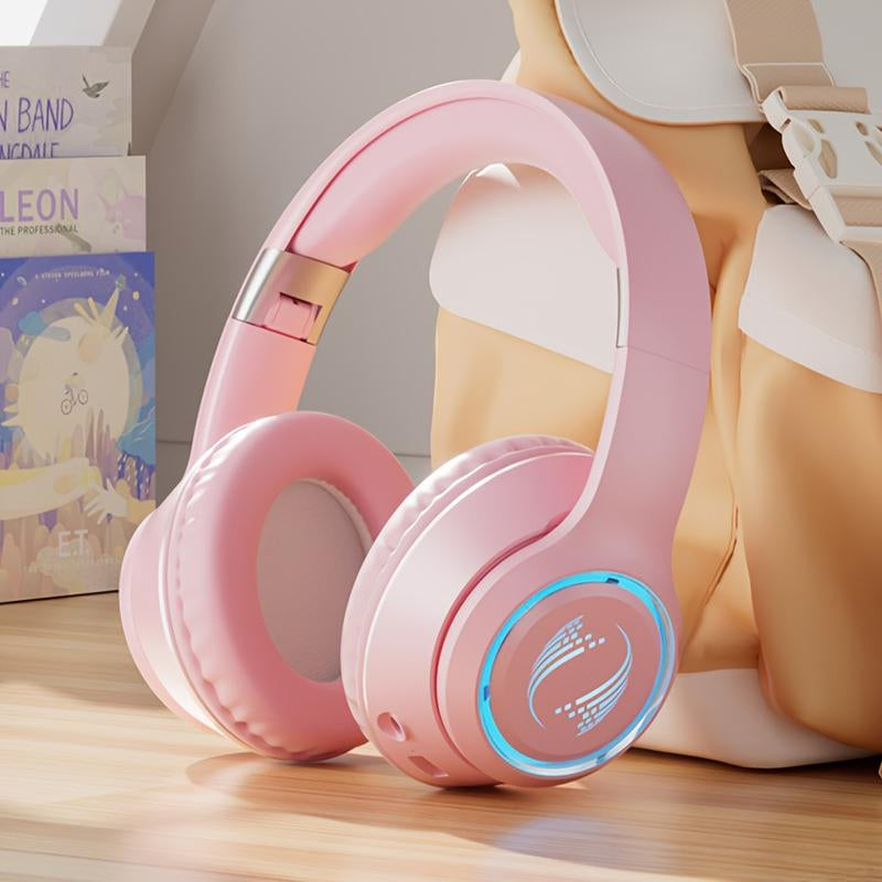 Over-Ear Wireless Headset with Wireless, Foldable Design, Long Battery Life, Support TF Card, Soft Cushion Earmuffs for Smart Phones and Laptops, Comfortable Fit, Suitable for All-Day Wear
