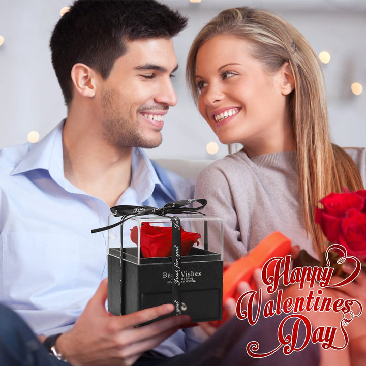 Gift for Her Anniversary Roses Birthday Gifts Rose Eternal Flower Gift for Women,Handmade Gift Box Rose Gift,Rose Gift Box Flower Necklace for Mom Wife Ladies Wedding Christmas Home Decor