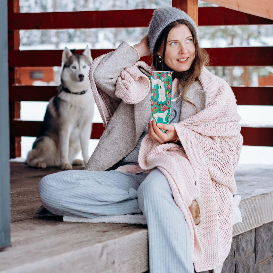 Great Pyrenees Dog 20 Oz Dog Printtumbler,Tumbler with Lid and Straw Travel Cup Stainless Steel Tumbler Coffee Pyrenees Dog Mug for Dog Lover Gifts