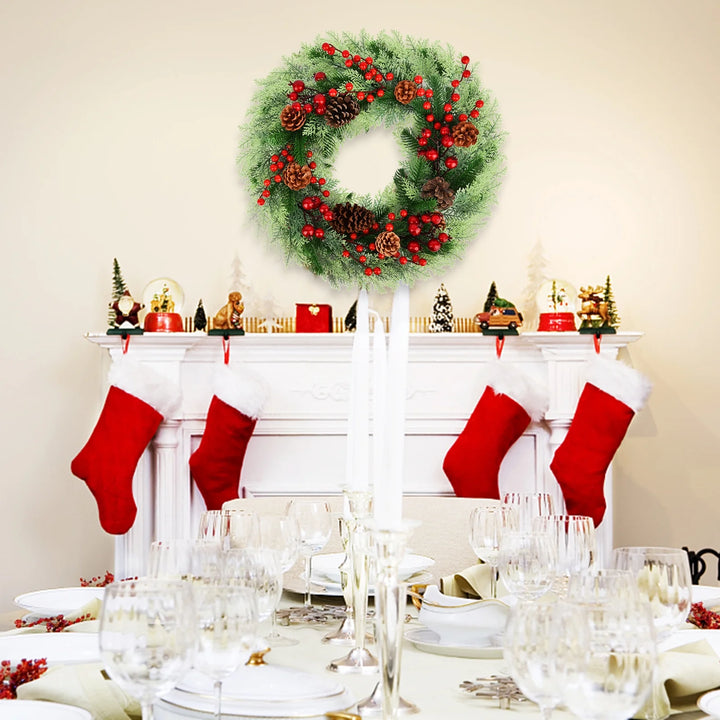 Christmas Wreath,18 Inch Artificial Front Door Wreaths for Hanging Decorations for Home Holiday Indoor/Outdoor Xmas Party Decor Christmas Decoration Simulation Rattan Berry Wreath