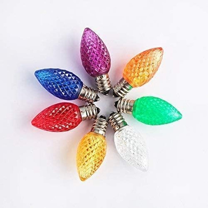 Outdoor String Lights, C7 Outdoor Christmas Lights, 25 Interchangeable Colored Christmas Lights, Christmas Lights for Christmas Trees, Decks, Gardens, Parties String Lights (Blue)