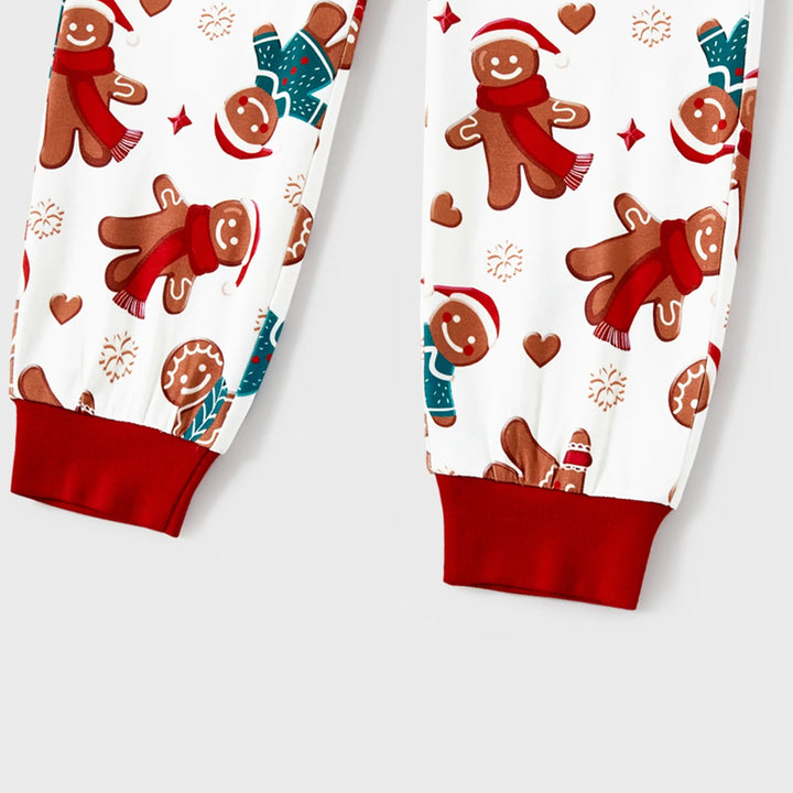 Girls Boys Christmas Pajamas Sets Family Matching Cartoon Gingerbread Man Holiday Flame Retardant Pjs, 2-Piece, Size 12-13 Years