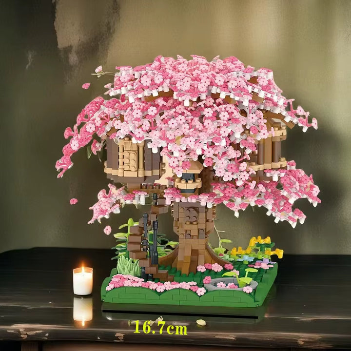 1680 Mini Building Blocks Pink Tree House Halloween/Thanksgiving/Christmas Gifts, Halloween/Thanksgiving/Christmas Gifts