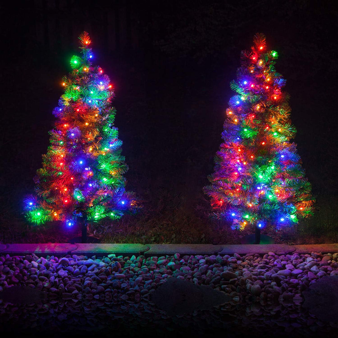 2 Ft Christmas Tree Tabletop Christmas Tree Christmas Decorations Outdoor LED Christmas Tree Small Christmas Pathway Lights (50 Multicolor LED Lights)