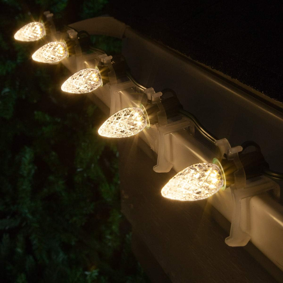 C7 Opticore Commercial Grade Warm White Christmas Lights – Heavy Duty Outdoor Holiday Bulbs on 18-Gauge Green Wire (100 Lights, 100 Ft)