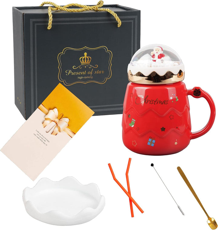 PDTXCLS XGATML TANGDIAABBCC Christmas Mug, 15 Oz Coffee Cup, Funny Xmas Coffee Gift Mugs Set for Children, Friends, Family, Brothers, Sisters Ceramic Christmas Coffee Cup 8Pieces (Red)