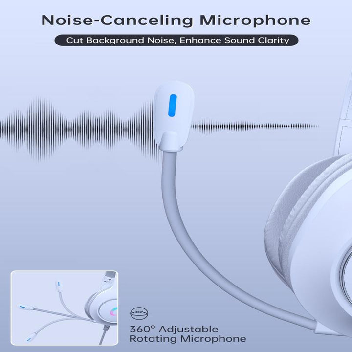 Microphone Active Noise Reduction Gaming Headset, Head-Mounted Wired Headset, Stereo Surround Headset, with RGB Lighting Effects, 50Mm Dynamic Unit, 3.5Mm Audio Jack, Support PS5, PC, Switch, Xboxseries