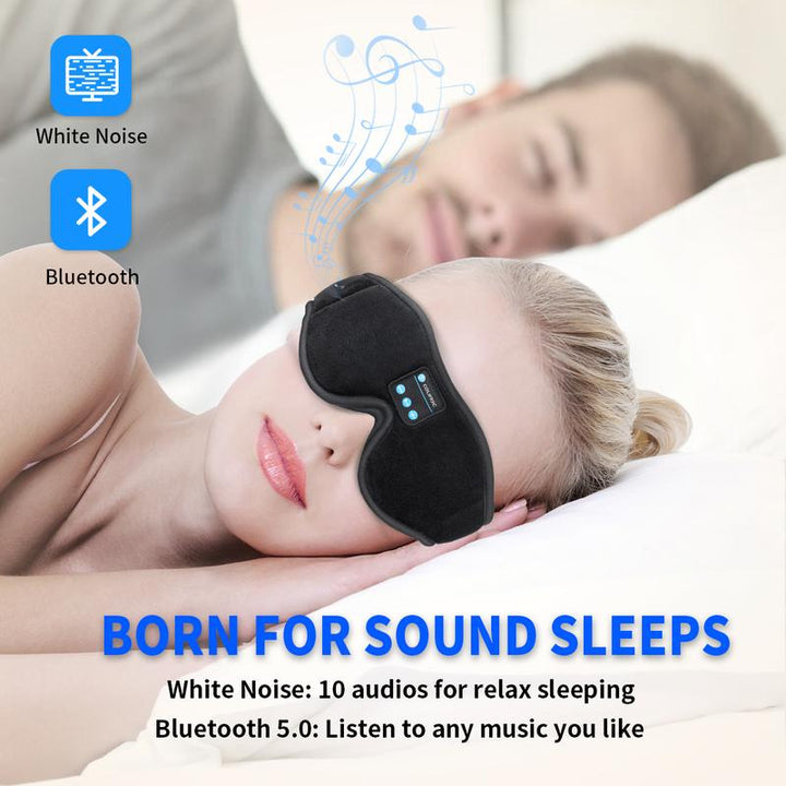 Sleep Mask Bluetooth Eye Mask with White Noise, Bluetooth 5.0 Music Sleep Headphone 3D Eye Mask for Men & Women with Microphone 10 White Noise Sounds 10 Hours Play Time Audio Earphones Wireless Headset Electronic Button Tablet