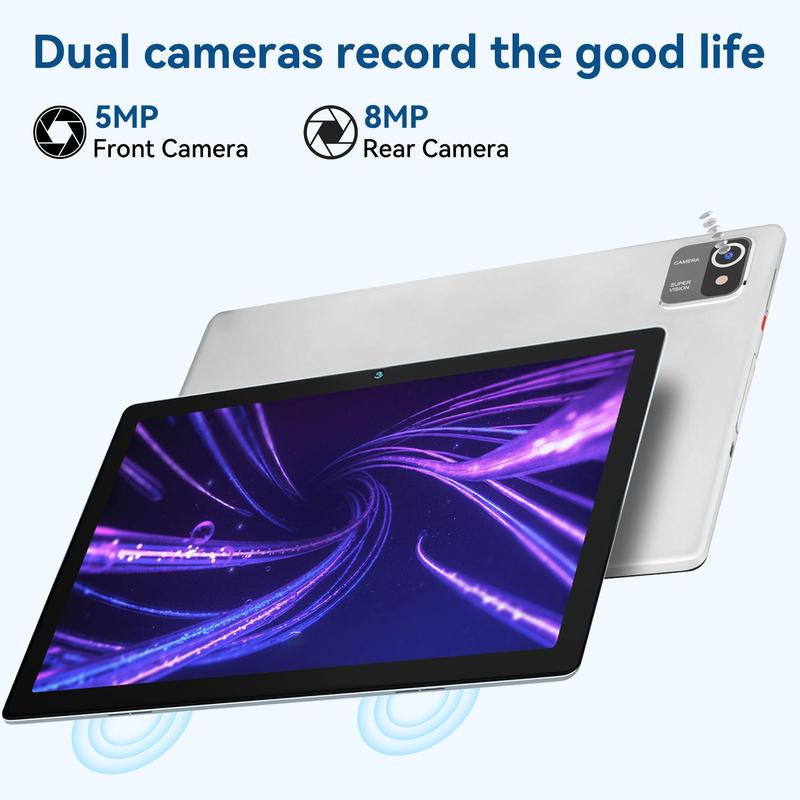 Aeezo Tablet 10.1 Inch Android 13/14 Quad/Octa-Core 64GB ROM, Big Screen, Brightly Color, Large Capacity and Low Consumption, Learning Tablet