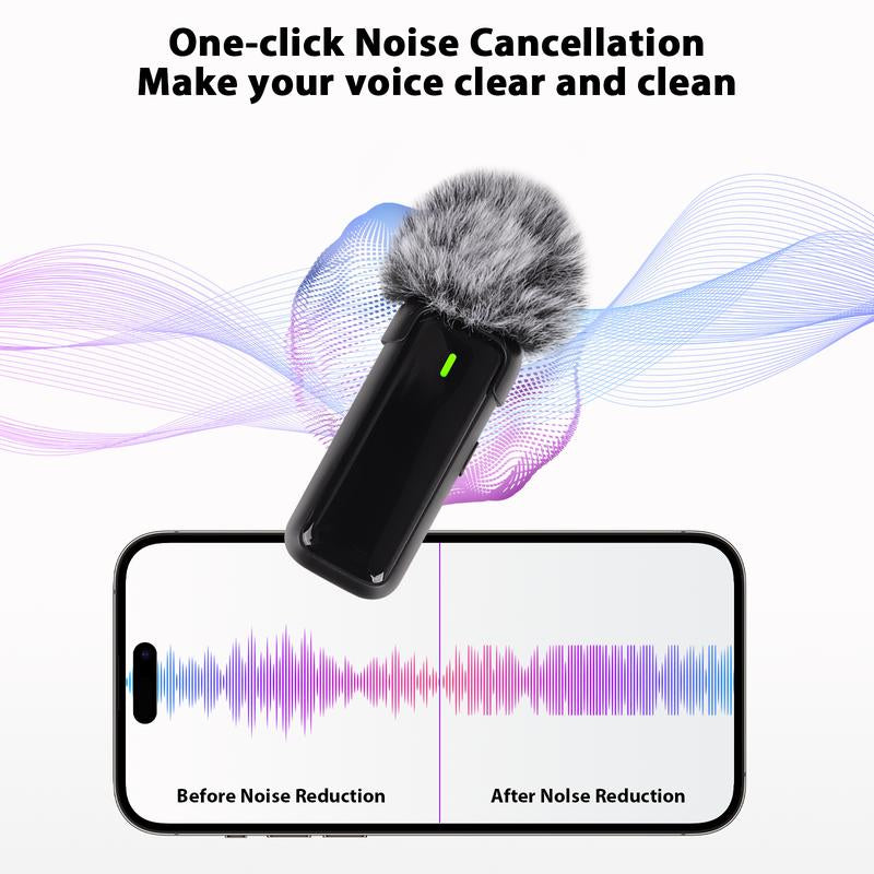 Wireless Microphone for Iphone, Ipad,, Lavalier Microphone for Video Recording - ASMR, Tiktok Audio Smartphone Professional Lapel Live Streaming Rechargeable Omnidirectional
