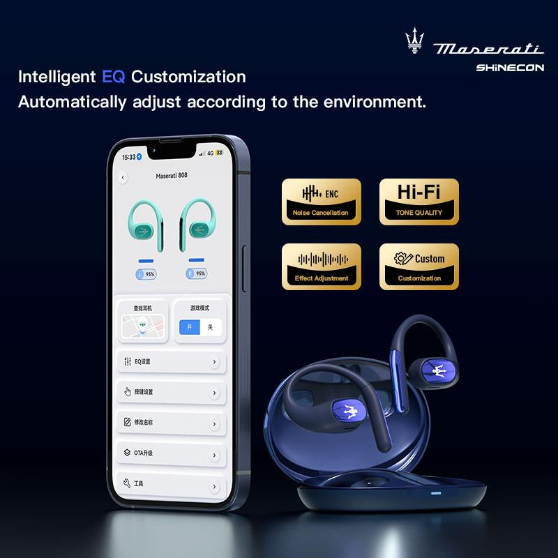 Maserati Co-Branded Wireless Earbuds Sports, Bluetooth 5.4 Headphones, 36H Battery Life Over-Ear Buds with 2 ENC Noise Cancelling Mic, Deep Bass Earphones with Earhooks, IPX6 Waterproof Fitness Headset for Gym Running Workout