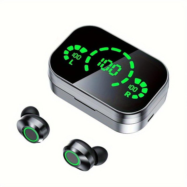 Xmenha Wireless Headset Earphones, Mini Earphones, Battery Level Display, Ultra Long Battery Life, and High Sound Quality Black Earbud