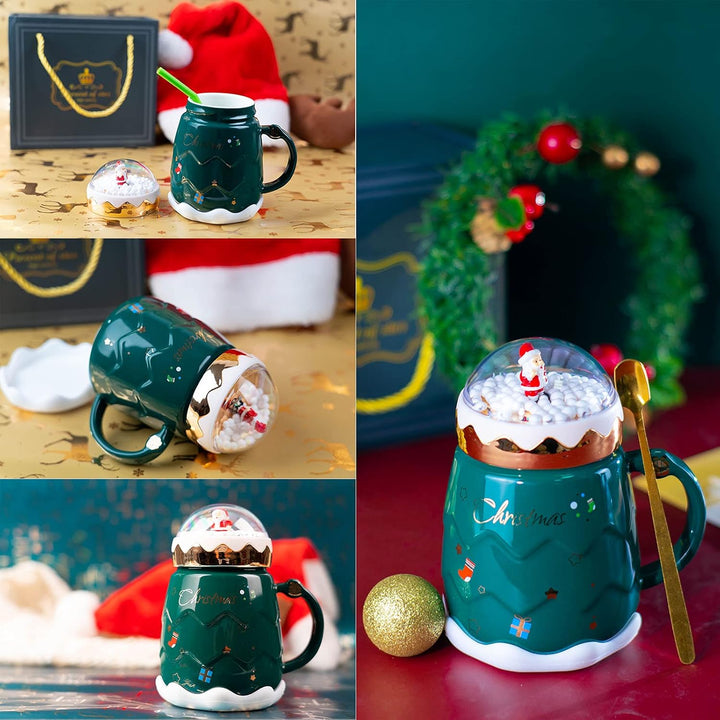 K-Musculo Christmas Mug, 16 Oz Coffee Cup, Funny Xmas Coffee Gift Mugs Set for Children, Friends, Family, Brothers, Sisters Ceramic Christmas Coffee Cup 8Pieces (Green)