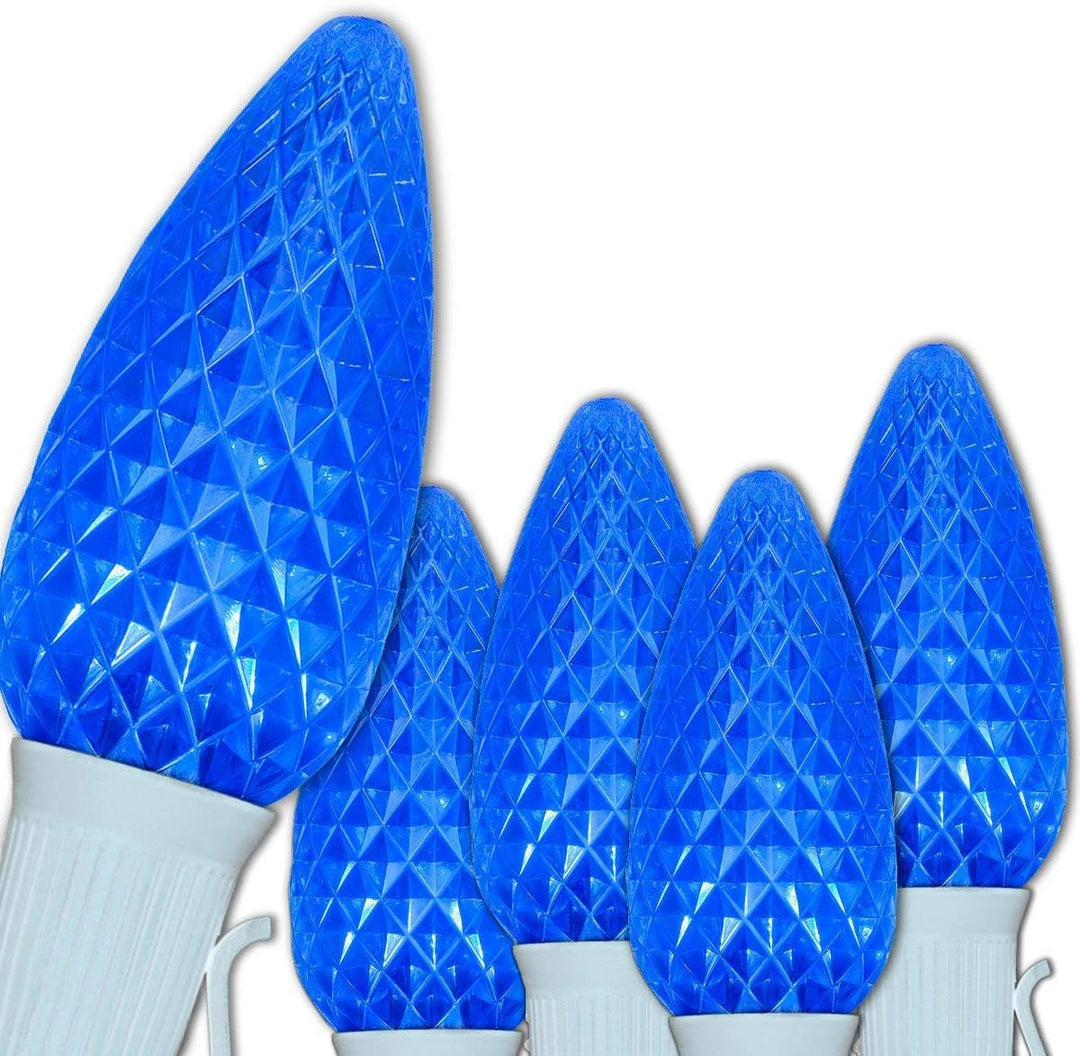 C9 Opticore LED Commercial Outdoor Christmas Lights – Heavy Duty Christmas String Lights; Wedding Christmas Lights; White Wire (50 Lights, 50 Ft, Blue)