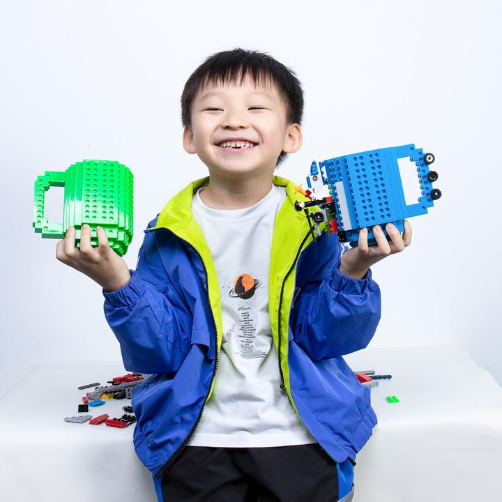 Build on Brick Mug, Cool Coffee Mugs for Kids, Creative Novelty Building Block Cups, Funny Coffee Mug for Men Adults Women Xmas Christmas - Green