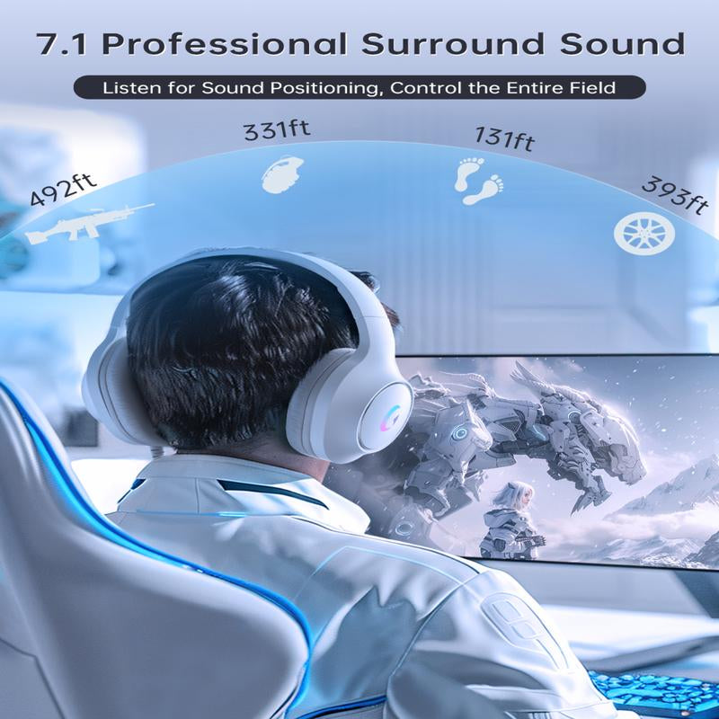 Microphone Active Noise Reduction Gaming Headset, Head-Mounted Wired Headset, Stereo Surround Headset, with RGB Lighting Effects, 50Mm Dynamic Unit, 3.5Mm Audio Jack, Support PS5, PC, Switch, Xboxseries