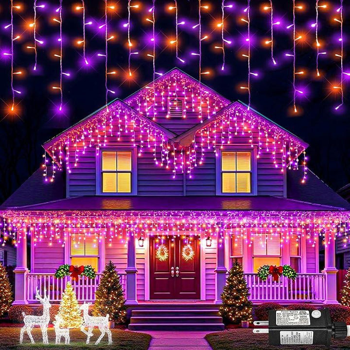 400 LED 33Ft Warm White Icicle Christmas Lights Outdoor Waterproof Curtain String Lights with 8 Modes for Holiday Home Party Decor