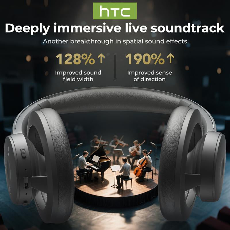 HTC HP06 OWS Open Wireless Headphone Foldable Bluetooth Headphones over Ear with Built-In Microphone HIFI Stereo Multifunctional Earbuds Wireless Headset for Gaming, Phones, Computers, Electronics Audio Headphone