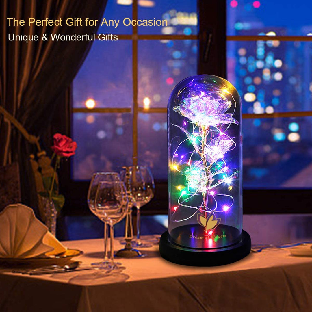 Galaxy Artificial Rose, Colorful Gold Foil Rose Enchanted Flower Rose, Beauty and the Beast Rose (Galaxy Colorful)