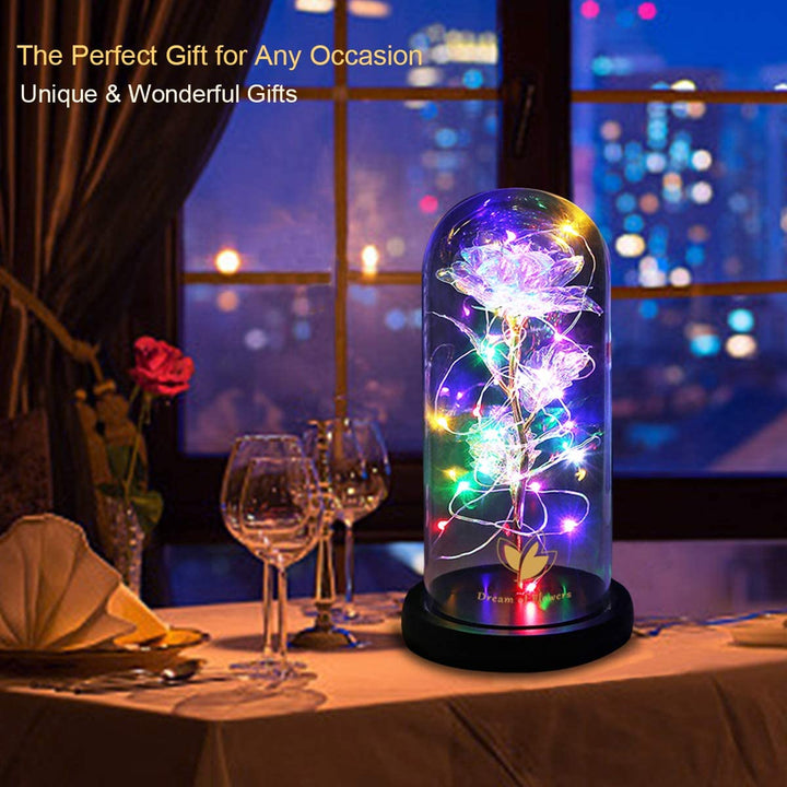 Galaxy Artificial Rose, Colorful Gold Foil Rose Enchanted Flower Rose, Beauty and the Beast Rose (Galaxy Colorful)