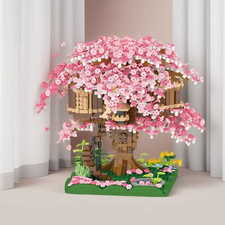 1680 Mini Building Blocks Pink Tree House Halloween/Thanksgiving/Christmas Gifts, Halloween/Thanksgiving/Christmas Gifts