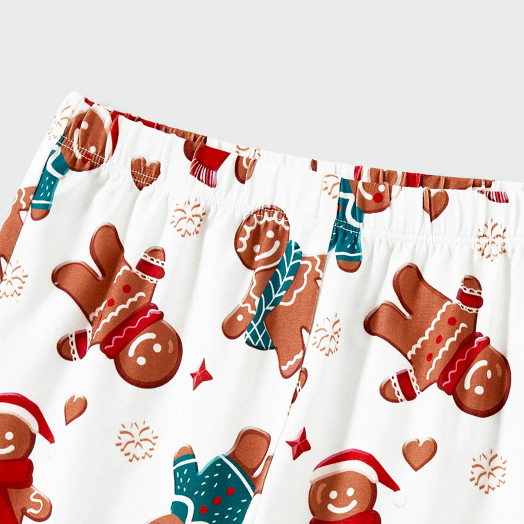 Girls Boys Christmas Pajamas Sets Family Matching Cartoon Gingerbread Man Holiday Flame Retardant Pjs, 2-Piece, Size 12-13 Years