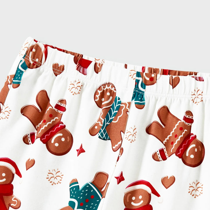 Girls Boys Christmas Pajamas Sets Family Matching Cartoon Gingerbread Man Holiday Flame Retardant Pjs, 2-Piece, Size 12-13 Years