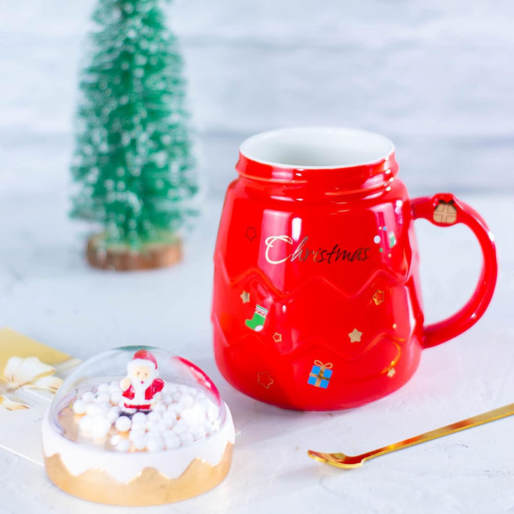 PDTXCLS XGATML TANGDIAABBCC Christmas Mug, 15 Oz Coffee Cup, Funny Xmas Coffee Gift Mugs Set for Children, Friends, Family, Brothers, Sisters Ceramic Christmas Coffee Cup 8Pieces (Red)