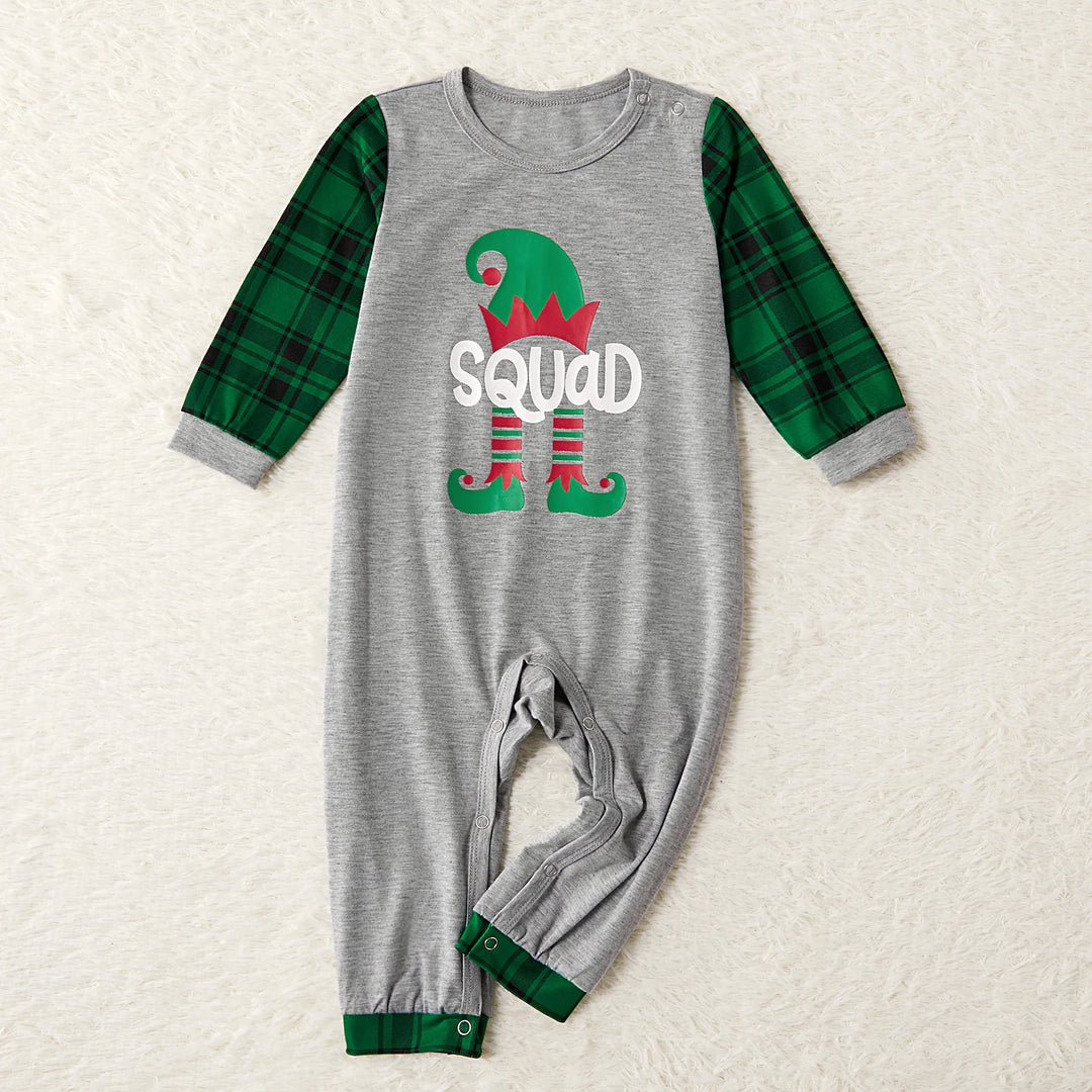 Kids Family Christmas Pajamas Matching Sets Long Sleeve Top and Green Plaid Pant Gifts Flame Retardant, 2-Piece, Size 2Y