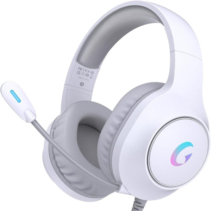 Microphone Active Noise Reduction Gaming Headset, Head-Mounted Wired Headset, Stereo Surround Headset, with RGB Lighting Effects, 50Mm Dynamic Unit, 3.5Mm Audio Jack, Support PS5, PC, Switch, Xboxseries