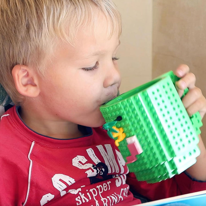 Build on Brick Mug, Cool Coffee Mugs for Kids, Creative Novelty Building Block Cups, Funny Coffee Mug for Men Adults Women Xmas Christmas - Green