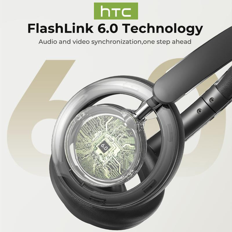 HTC HP06 OWS Open Wireless Headphone Foldable Bluetooth Headphones over Ear with Built-In Microphone HIFI Stereo Multifunctional Earbuds Wireless Headset for Gaming, Phones, Computers, Electronics Audio Headphone