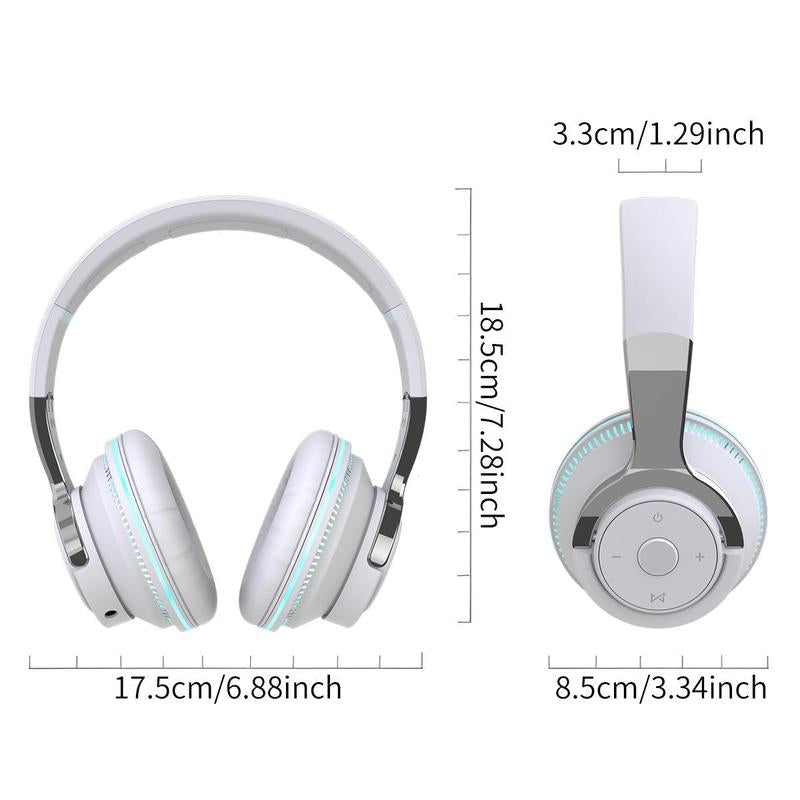 Foldable Wireless Headphone, Over-Ear Wireless Bluetooth-Compatible Headset with Mic, Wireless Stereo Headphones for Tablets and Phones