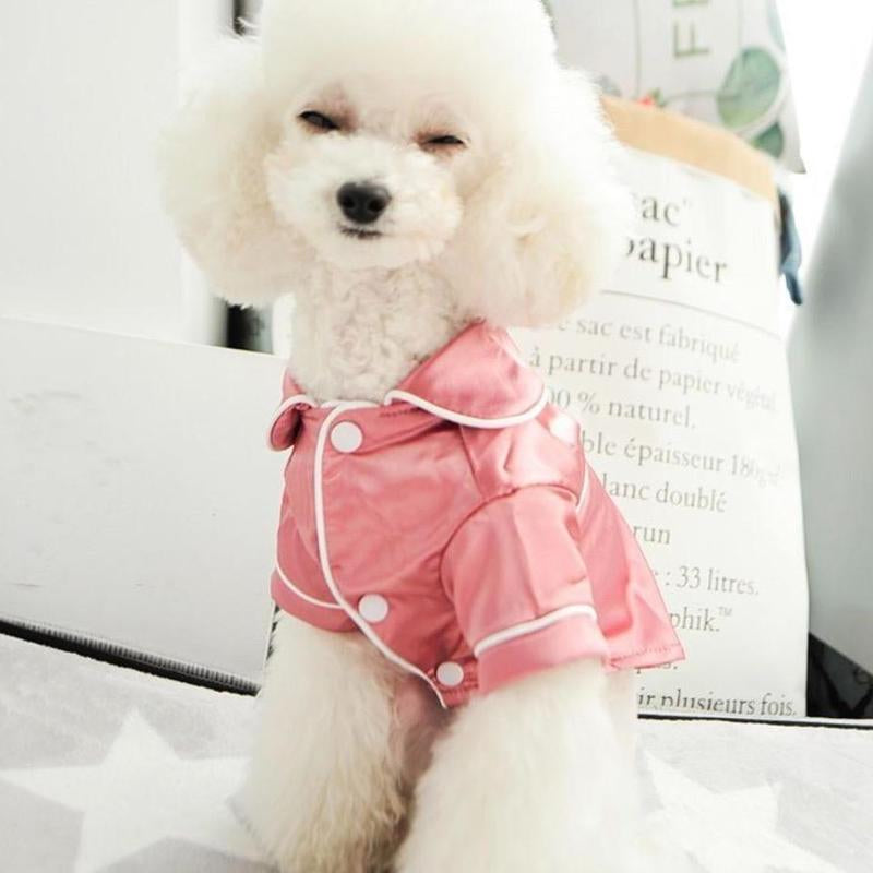 Dog Clothes Pink Pajamas Pet Dog Silk Pajamas, Two-Legged Sleepwear Shirt, Soft and Smooth Pajama for Dogs
