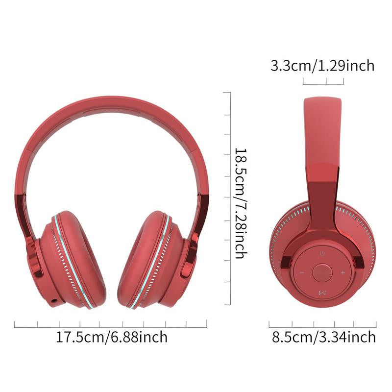 Foldable Wireless Headphone, Over-Ear Wireless Bluetooth-Compatible Headset with Mic, Wireless Stereo Headphones for Tablets and Phones