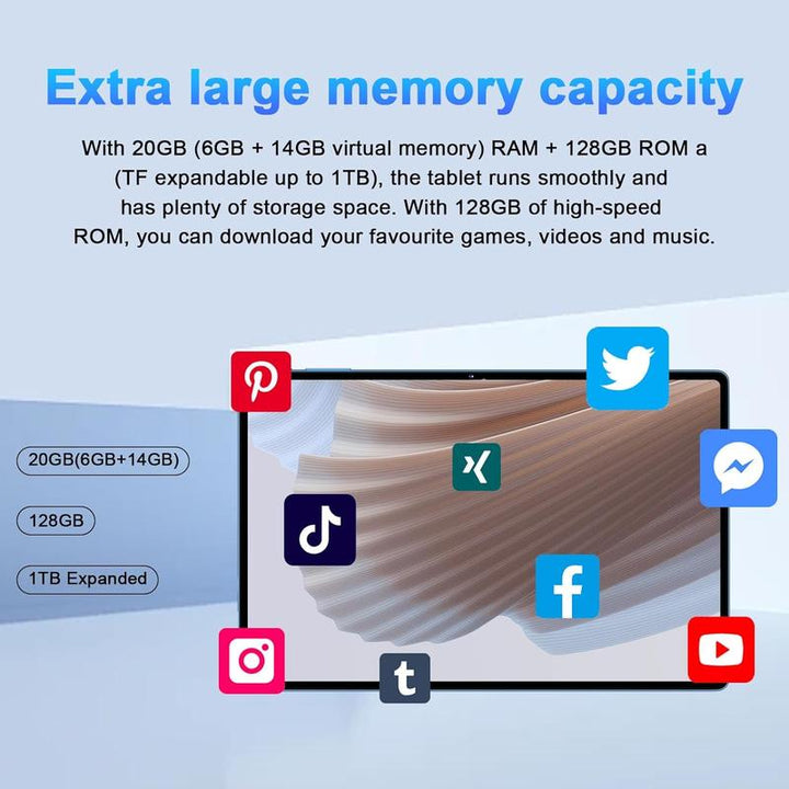 10.1 Inch Android 14 Tablet with Case, 128GB ROM Quad-Core Processor 6000Mah Battery, 1280X800 IPS FHD Touchscreen 8MP Camera, Bluetooth,Wifi,Fathersdaygift