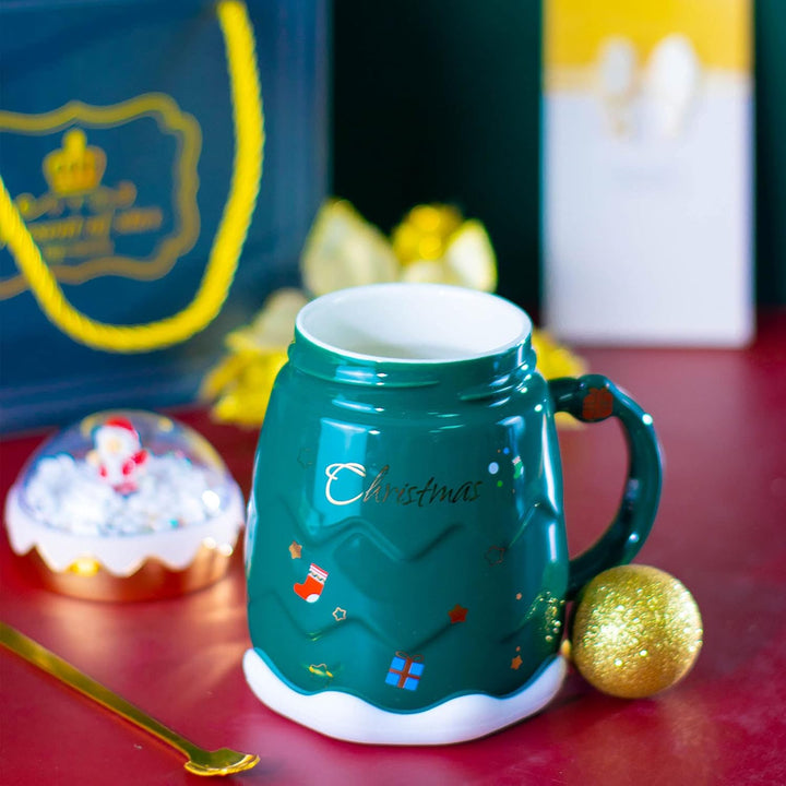 K-Musculo Christmas Mug, 16 Oz Coffee Cup, Funny Xmas Coffee Gift Mugs Set for Children, Friends, Family, Brothers, Sisters Ceramic Christmas Coffee Cup 8Pieces (Green)