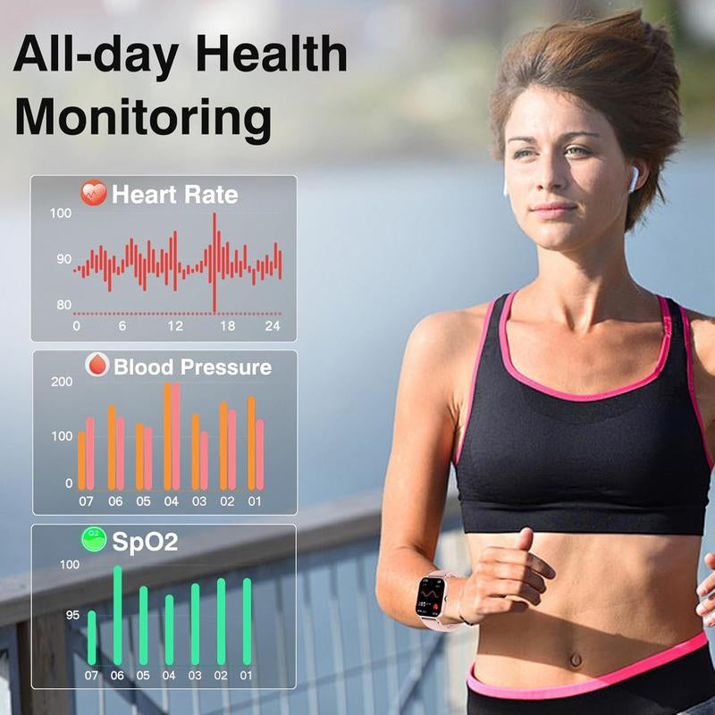 Watch for Men Women Compatible with IOS Android Phone, 1.83" Full Touchscreen IP68 Smartwatch,Fitness with Make/Recive Call 110+ Modes /Sleep ,Pink