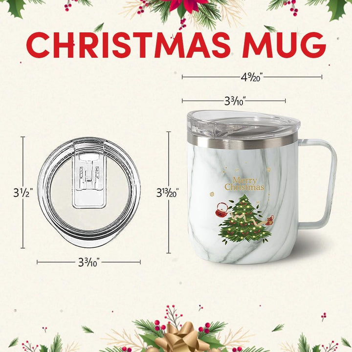 Christmas Mug, Christmas Gifts for Women, Men & Adults | Stainless Steel, Vacuum Insulated Coffee Mug with Lid - 10 Oz | Christmas Gifts 2024, Christmas Gift Ideas