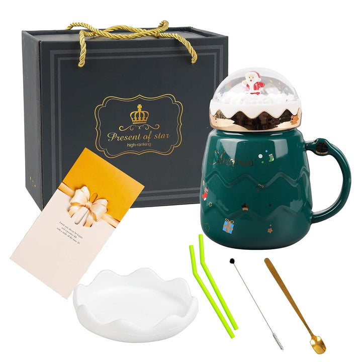 K-Musculo Christmas Mug, 16 Oz Coffee Cup, Funny Xmas Coffee Gift Mugs Set for Children, Friends, Family, Brothers, Sisters Ceramic Christmas Coffee Cup 8Pieces (Green)