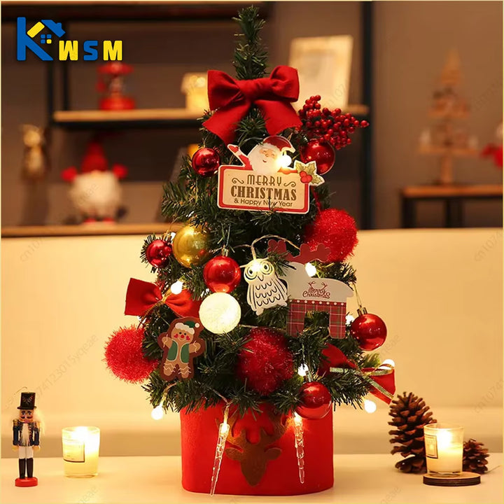 2PCS 2024 Christmas Decoration Desktop Christmas Tree Set Christmas Decoration Ornament Mini Small Christmas Tree Christmas Gift
