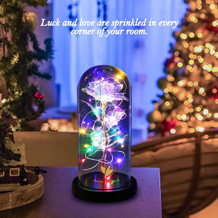 Galaxy Artificial Rose, Colorful Gold Foil Rose Enchanted Flower Rose, Beauty and the Beast Rose (Galaxy Colorful)