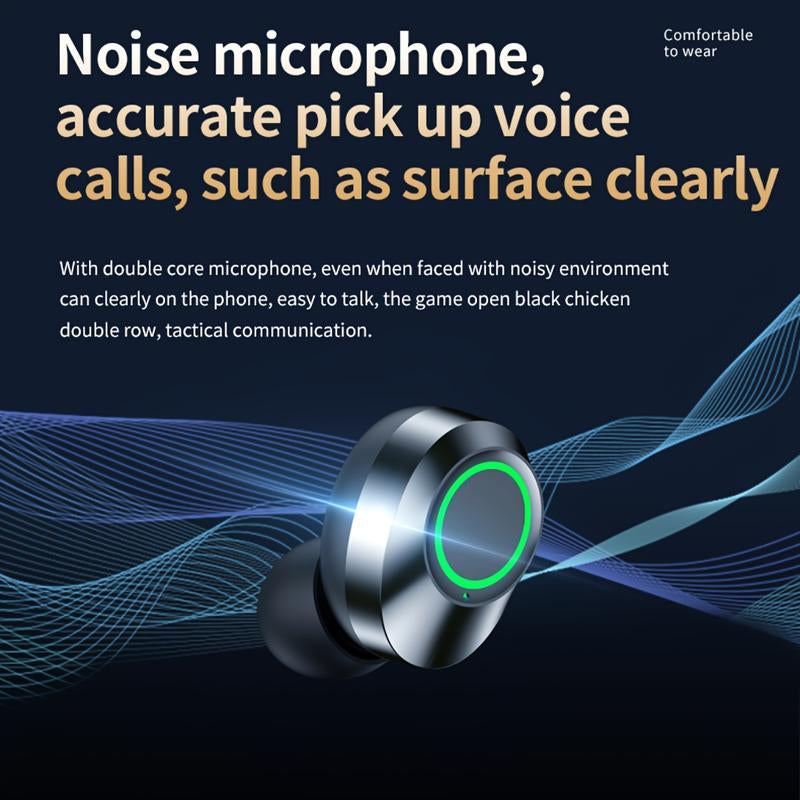 Xmenha Wireless Headset Earphones, Mini Earphones, Battery Level Display, Ultra Long Battery Life, and High Sound Quality Black Earbud