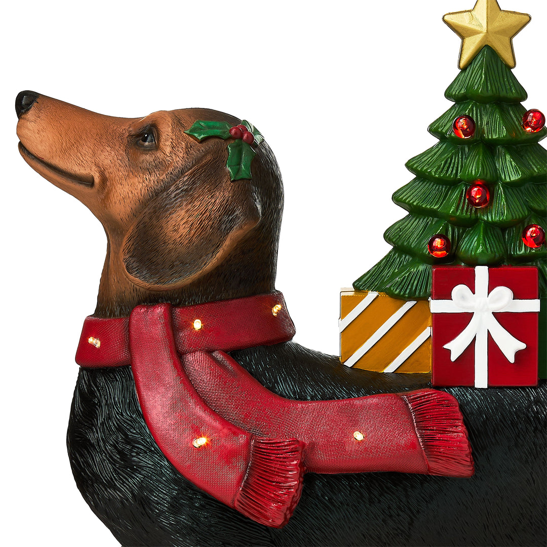 Lighted Blow Mold Dachshund Outdoor Christmas Decoration, Black, 19", by