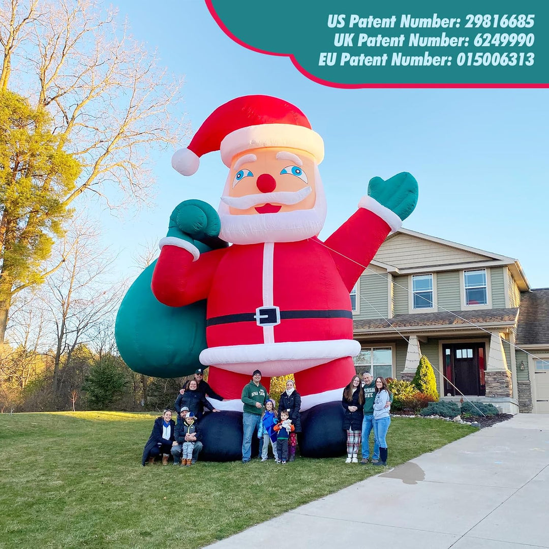 Giant 40Ft Premium Christmas Inflatable Santa Claus with Blower Blow up Christmas Decorations Outdoor Holiday Decor for Outdoor Yard Lawn Christmas Party (Without Build-In LED Lights)