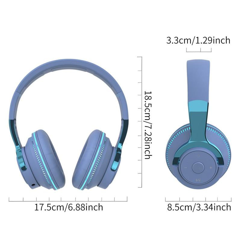 Foldable Wireless Headphone, Over-Ear Wireless Bluetooth-Compatible Headset with Mic, Wireless Stereo Headphones for Tablets and Phones