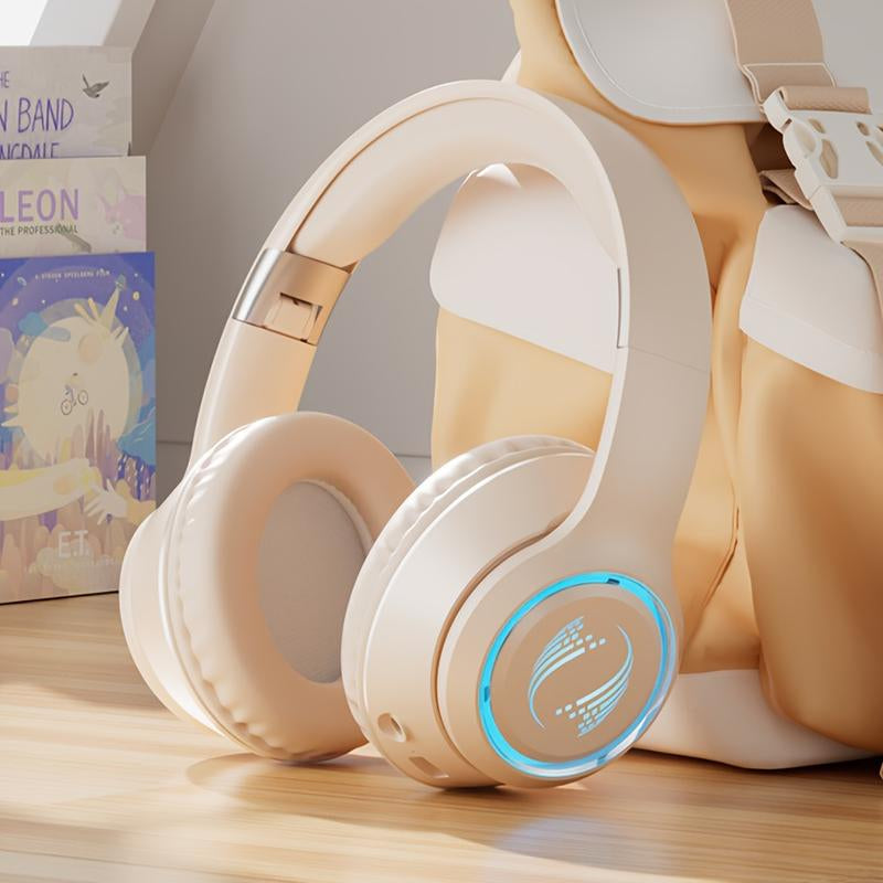 Over-Ear Wireless Headset with Wireless, Foldable Design, Long Battery Life, Support TF Card, Soft Cushion Earmuffs for Smart Phones and Laptops, Comfortable Fit, Suitable for All-Day Wear