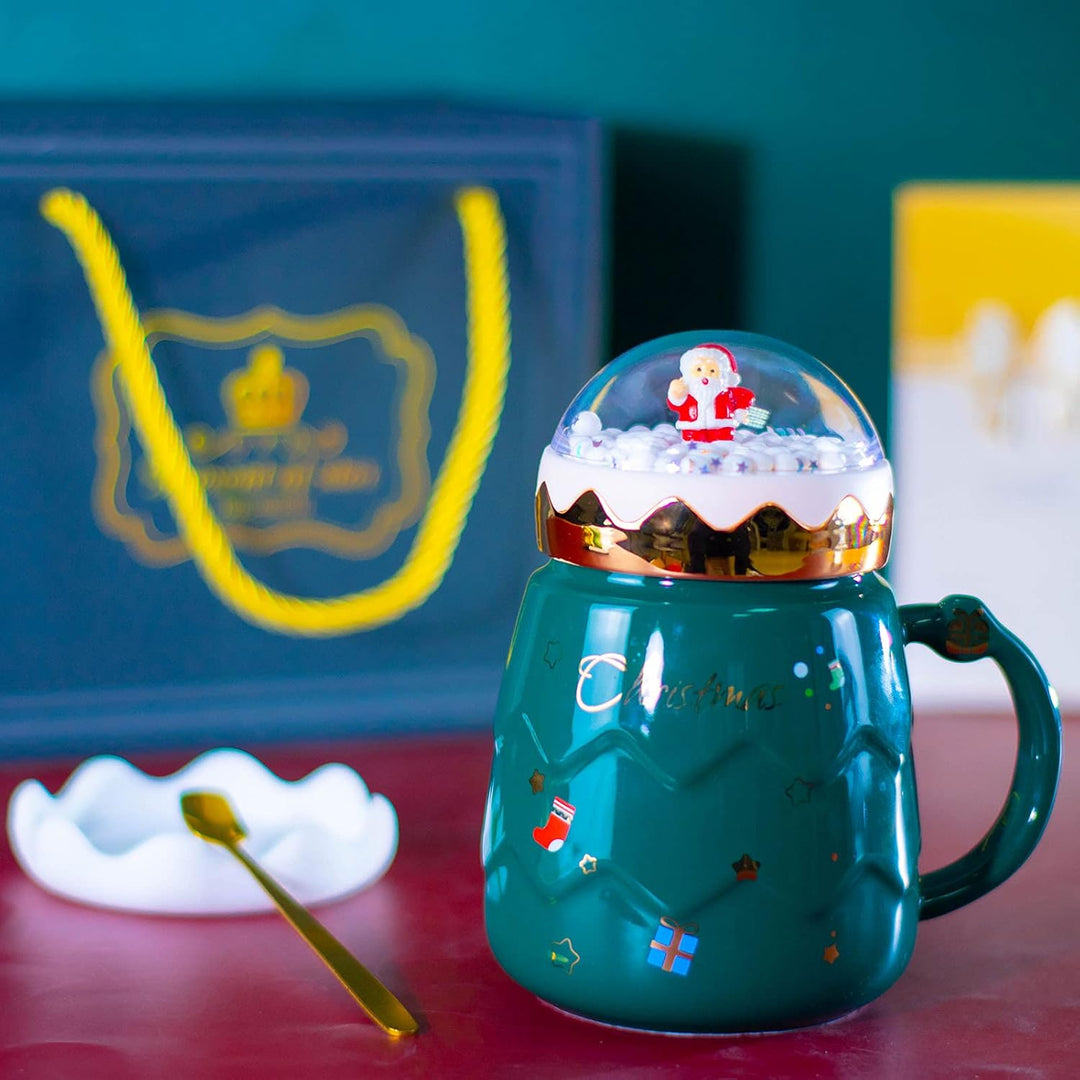 K-Musculo Christmas Mug, 16 Oz Coffee Cup, Funny Xmas Coffee Gift Mugs Set for Children, Friends, Family, Brothers, Sisters Ceramic Christmas Coffee Cup 8Pieces (Green)