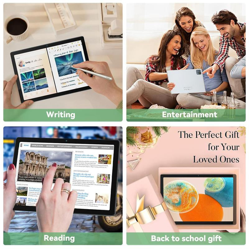 Aeezo Tablet 10.1 Inch Android 13/14 Quad/Octa-Core 64GB ROM, Big Screen, Brightly Color, Large Capacity and Low Consumption, Learning Tablet